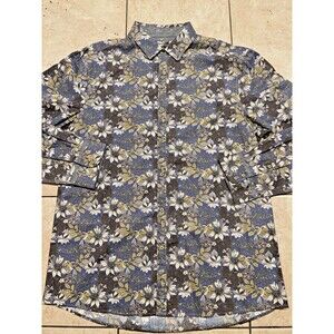 Rock Roll-N-Soul Shirt Mens XXL Blue Floral Long Sleeve Button Down